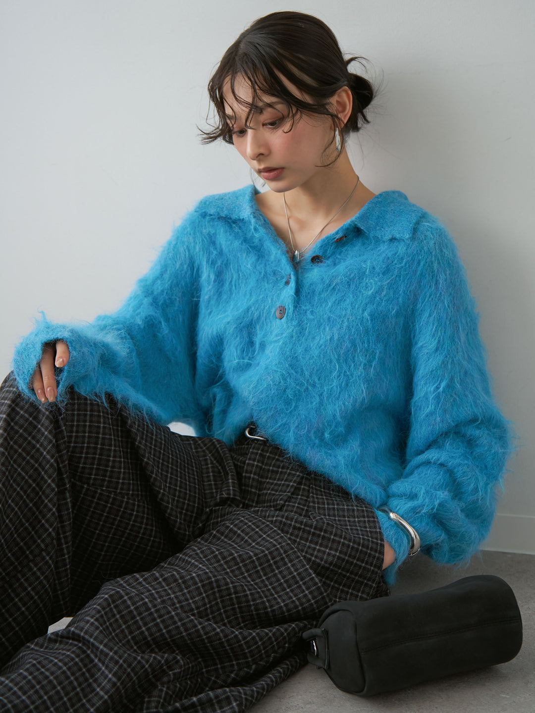 [SET]ヘンリーシャギーニットトップス+選べるアクセセット(2set)