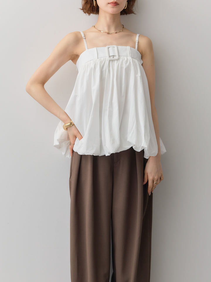 [予約]バックル付バルーンキャミトップス/white