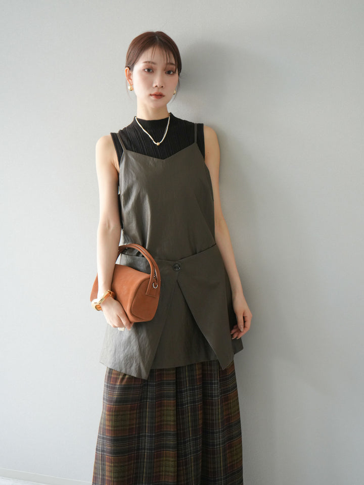 [予約]レイヤードレザーキャミソールチュニック/ブラウン