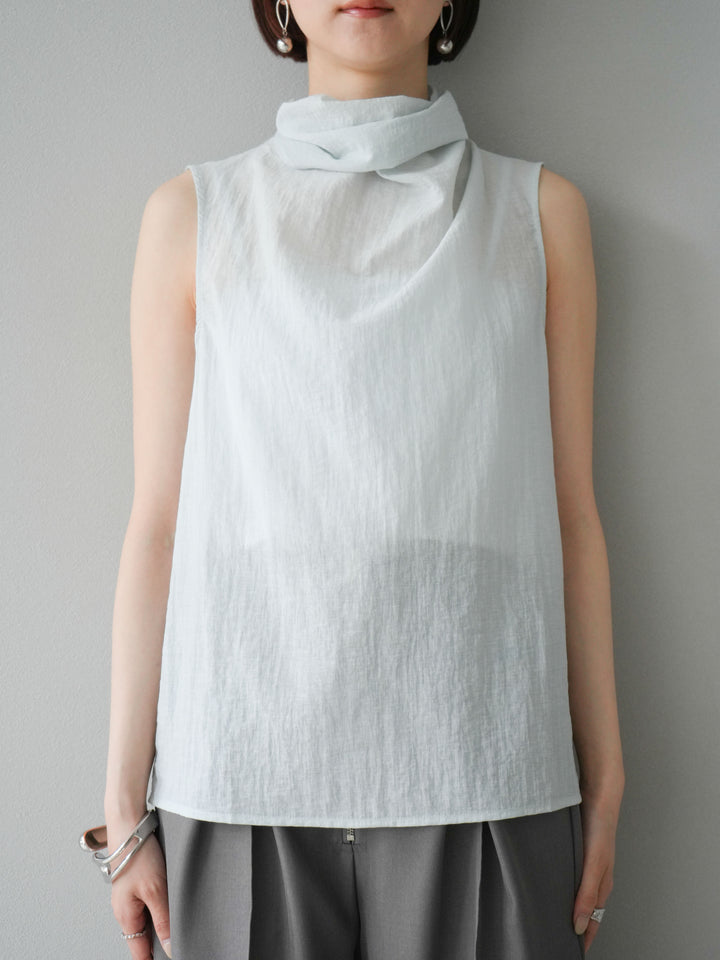 [予約]バックタイノースリーブブラウス/ブルー