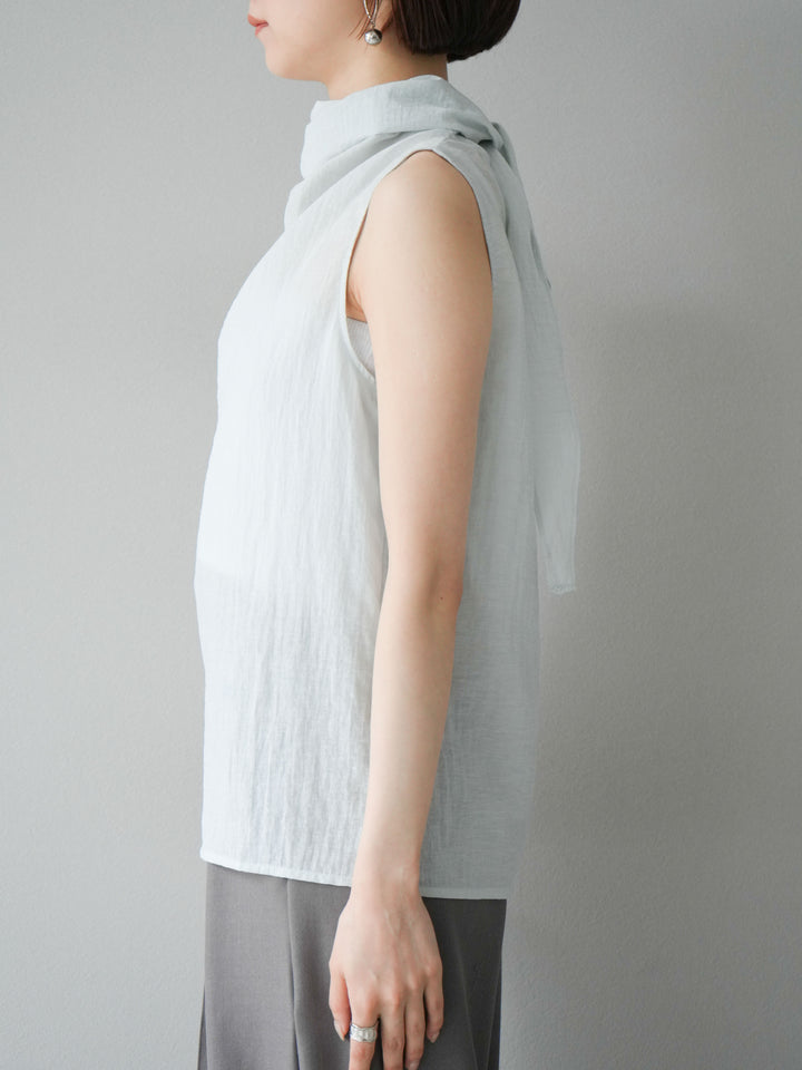 [予約]バックタイノースリーブブラウス/ブルー