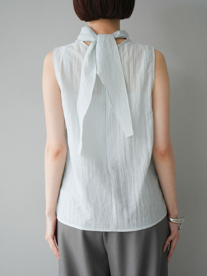 [予約]バックタイノースリーブブラウス/ブルー