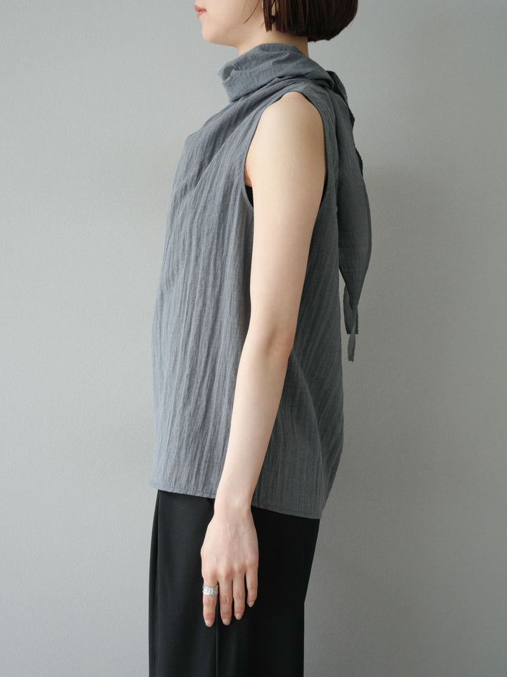 [予約]バックタイノースリーブブラウス/グレー