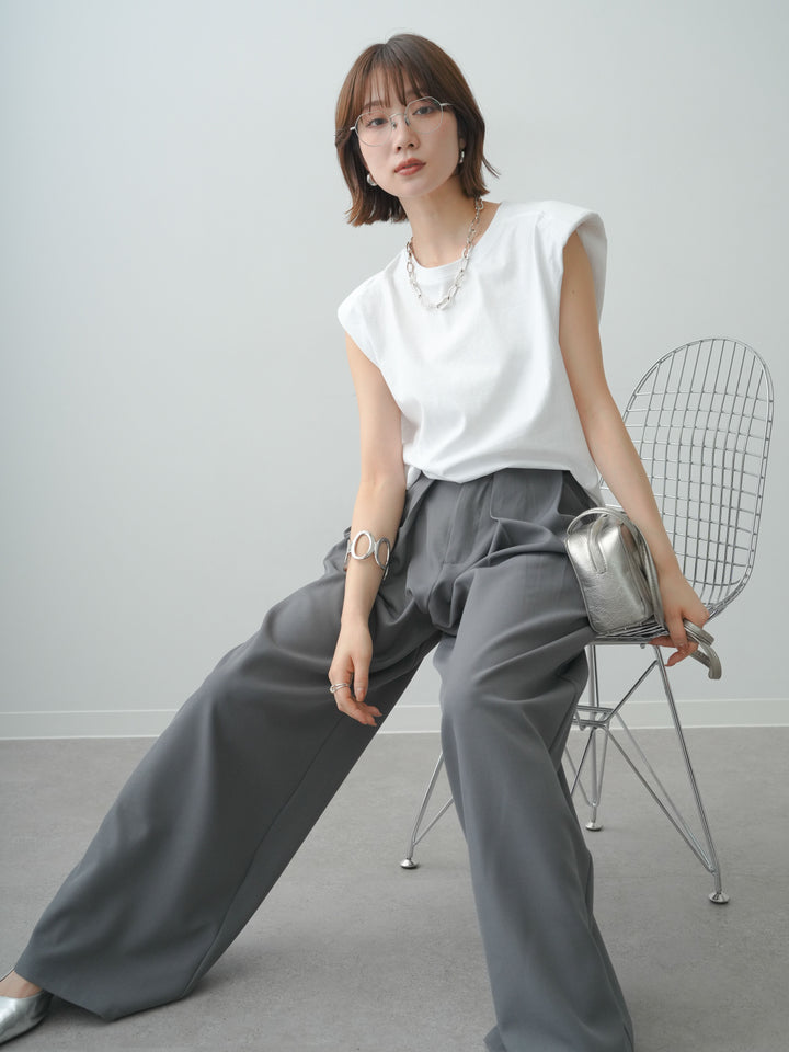 [SET]ショルダーパッドフレンチTEE+選べるアクセセット(2set)