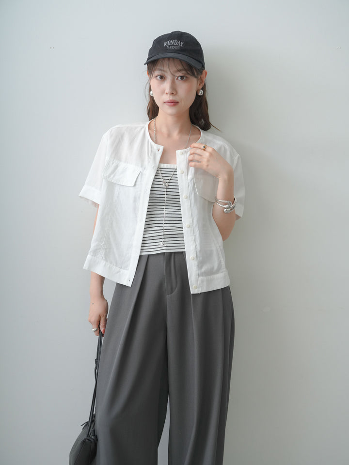 [SET]シアーノーカラーシャツ＆ニットキャミソールSET(2SET)+シアーノーカラーシャツ＆ニットキャミソールSET(2SET)(2set)