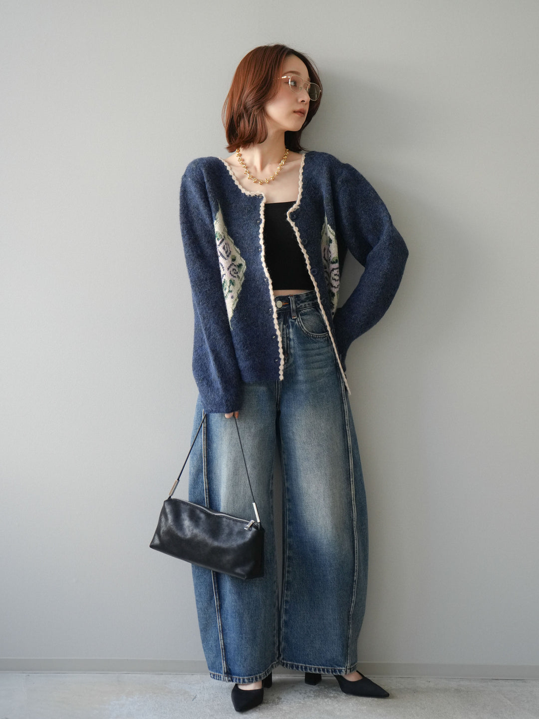 [予約]サイド切替カーブデニムパンツ/blue