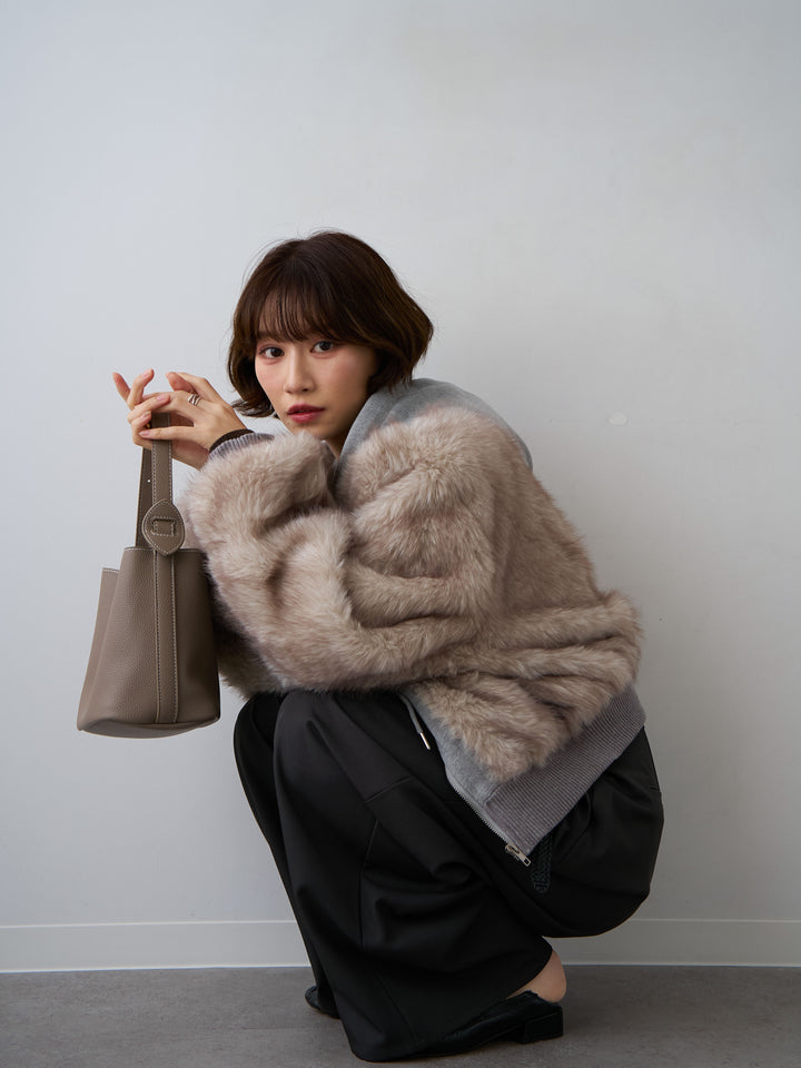 [予約]スウェットファードッキングフードブルゾン/beige