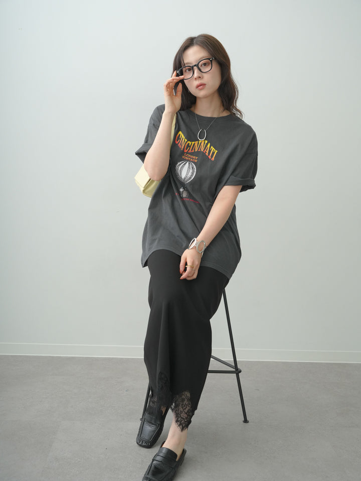 [予約]ヴィンテージライクプリントオーバーTEE/charcoalgray