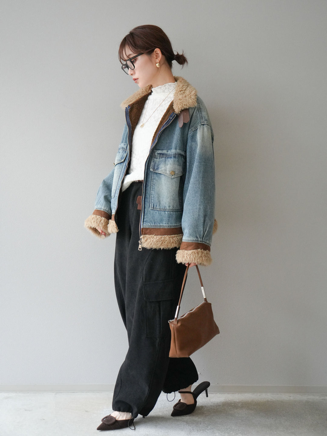 [予約]ベルト付コーデュロイカーゴパンツ/black