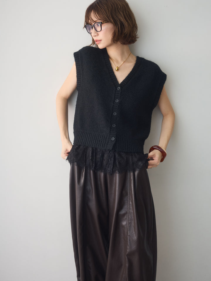 [予約]モヘアレースドッキングベスト/black