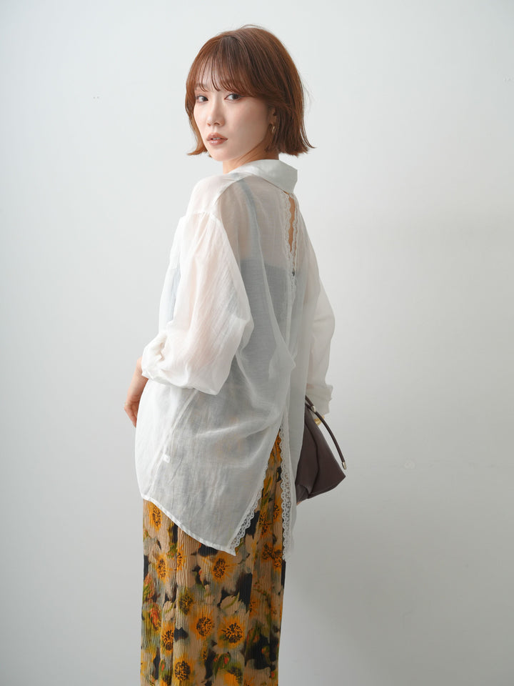 [予約]バックツイストシアーオーバーシャツ/white
