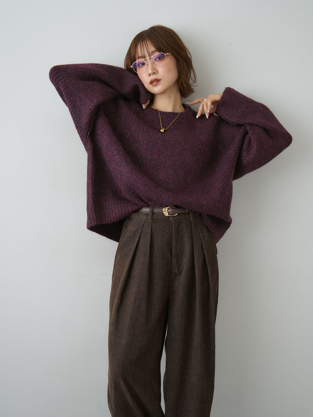 [予約]メランジクルーネックワイドプルオーバー/bordeaux