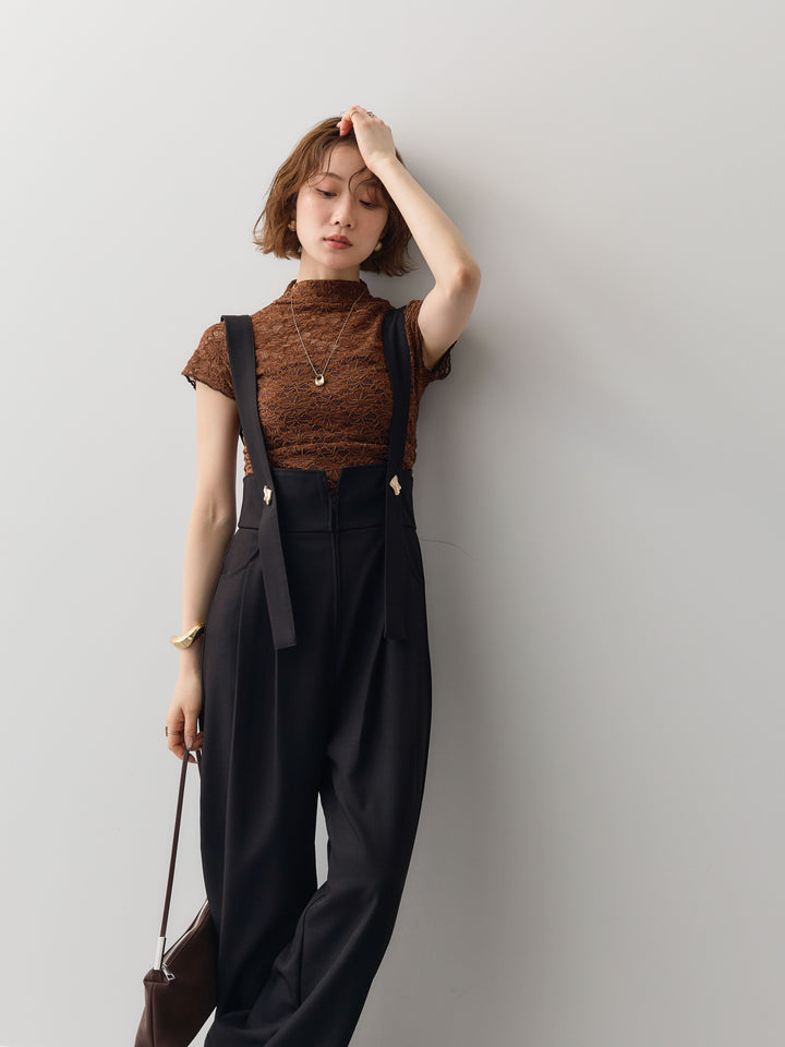 [予約]ベルベットレースフレンチトップス/brown