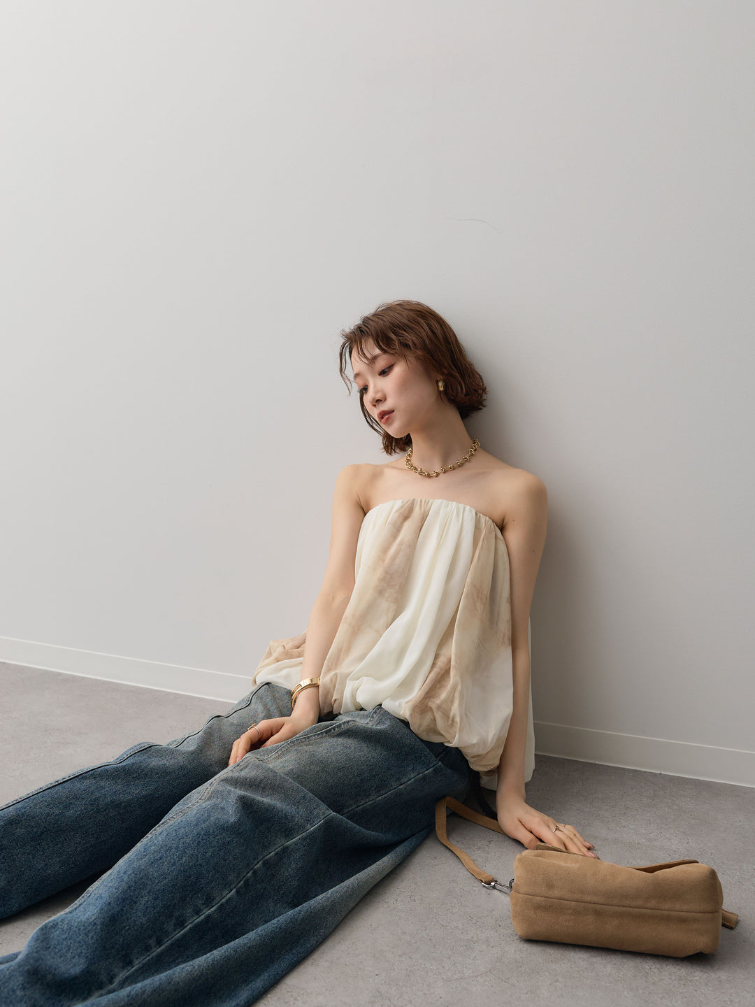 [予約]シフォンバルーンベアトップス/beige