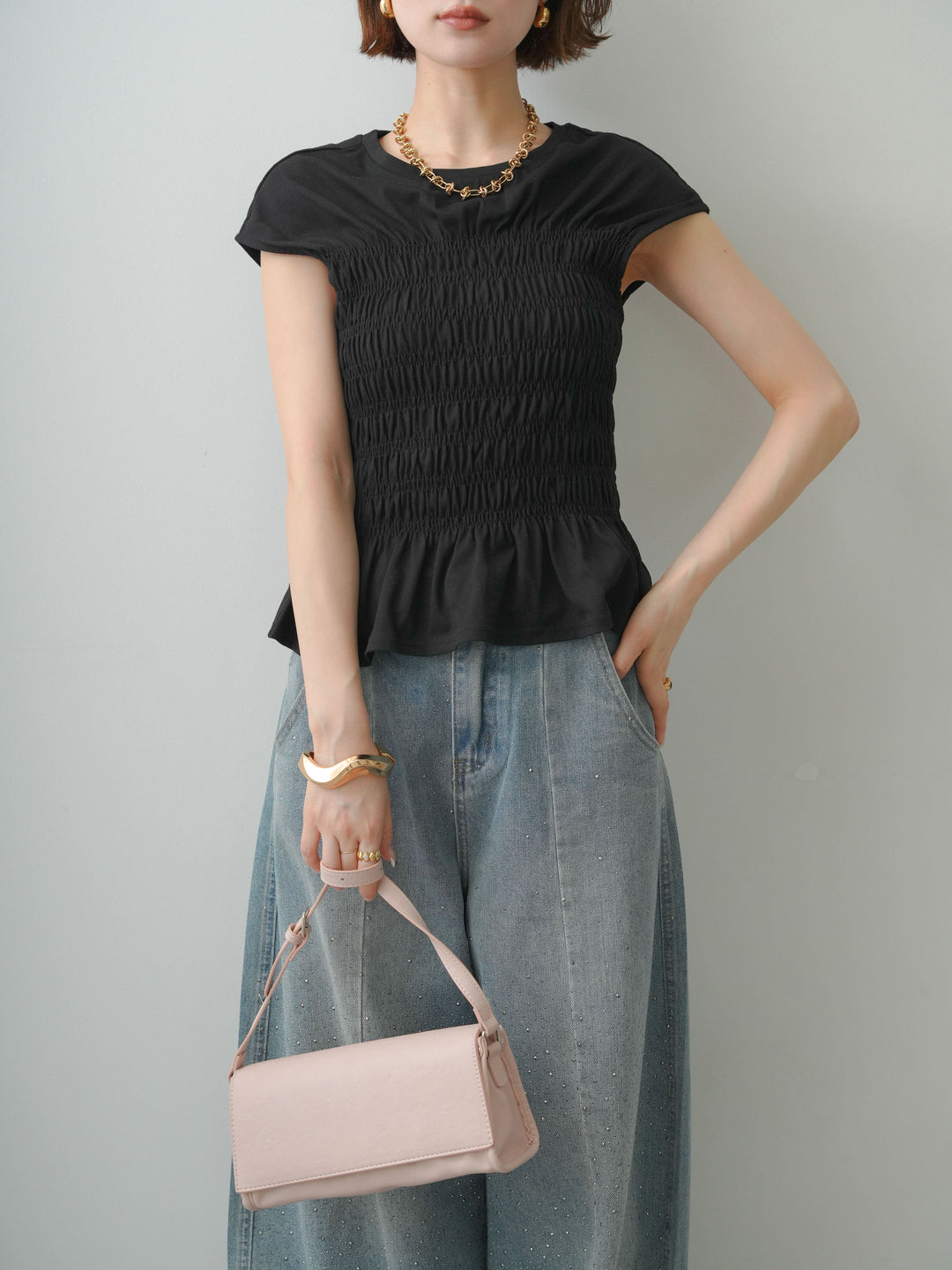 【套裝】法式袖褶皺上衣 + 配件套裝（2 套可選）