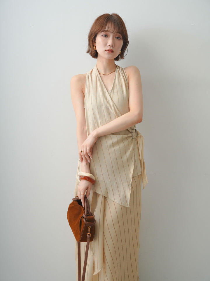 [SET]ストライプカシュクールジレ+選べるアクセセット(2set)