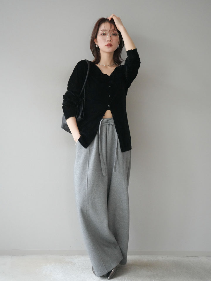 [予約]ベロアカーディガン/black