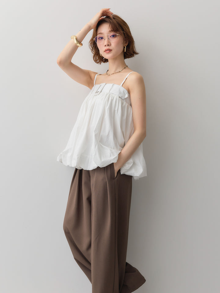[予約]バックル付バルーンキャミトップス/white