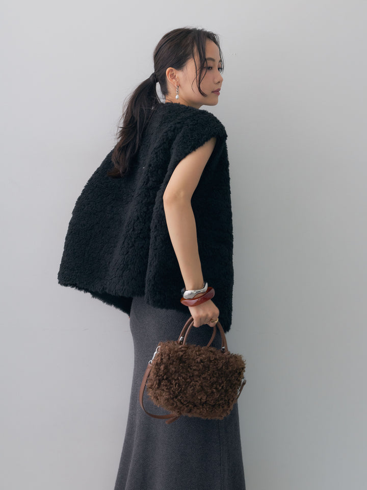 [予約]ボトルネックスリムシェイプフレンチニットワンピース/gray
