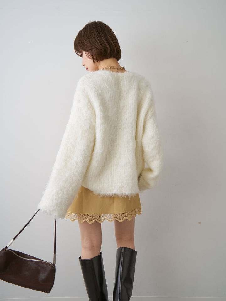 [予約]フェザーシャギーボックスプルオーバー/white