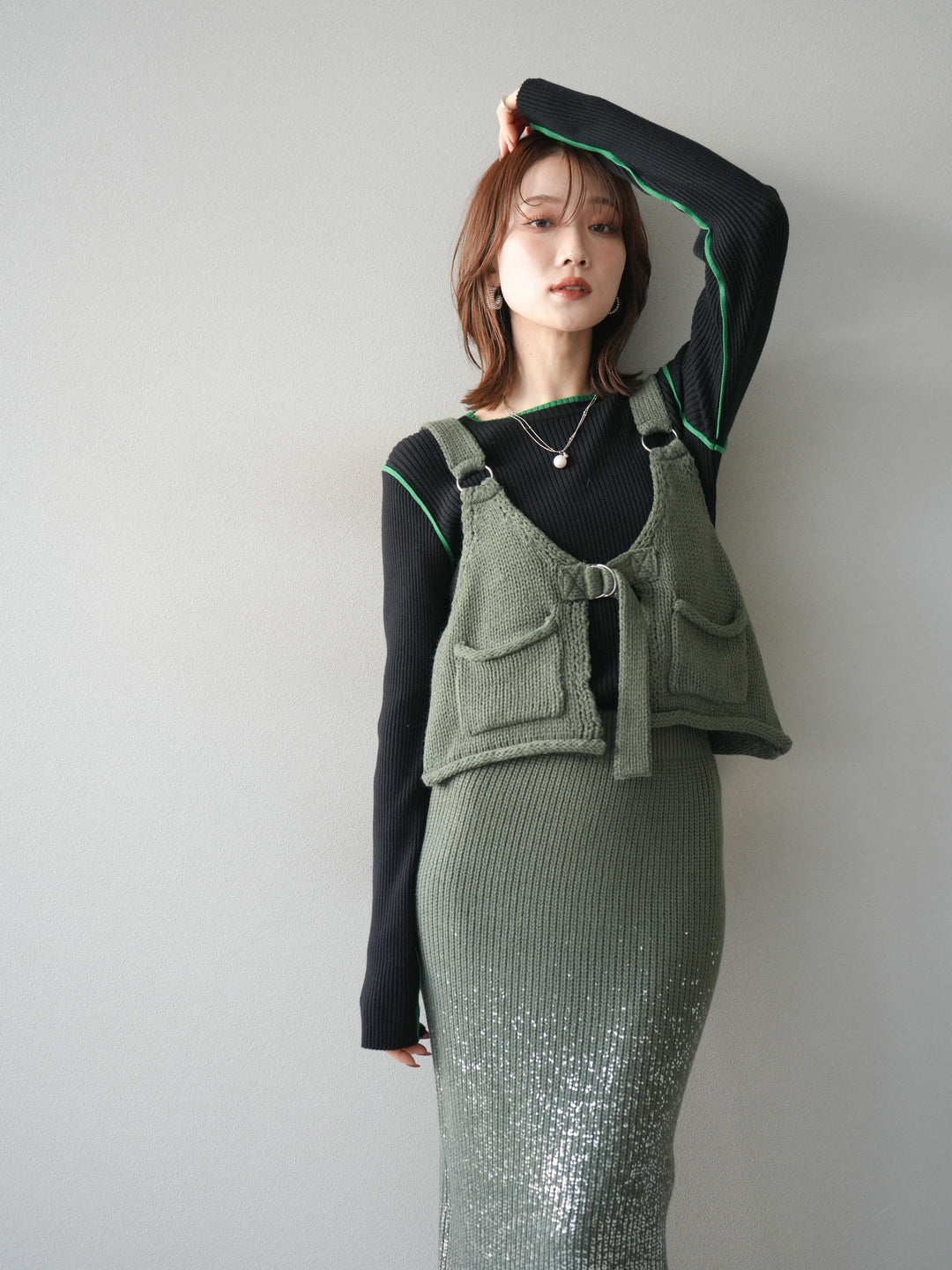 [予約]ニットビスチェ/ashgreen