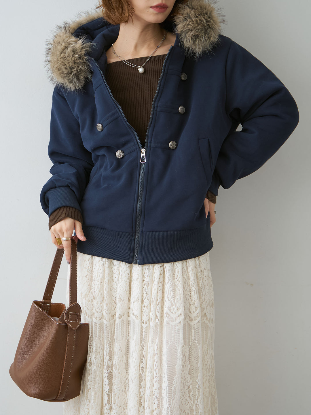 [予約]ナポレオンスウェットパフブルゾン/navy