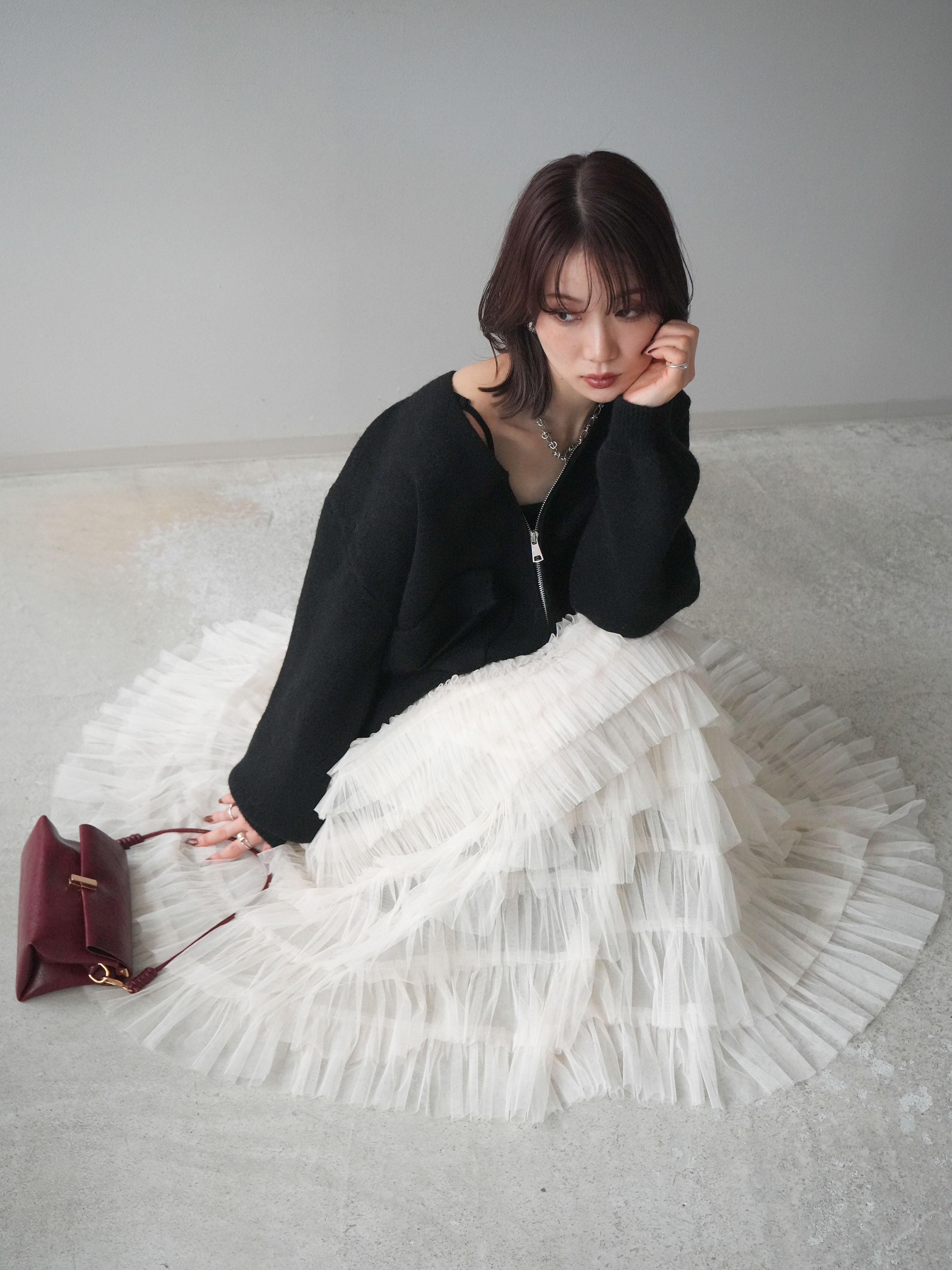 予約]BIGポケットジップニットカーディガン/black – Lumier