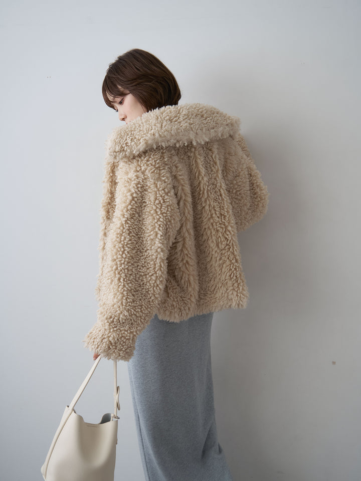 [SET]テディービッグカラーショートコート+選べるアクセセット(2set)