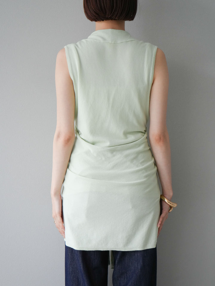 【預購】無袖圍腰針織開襟衫/綠色