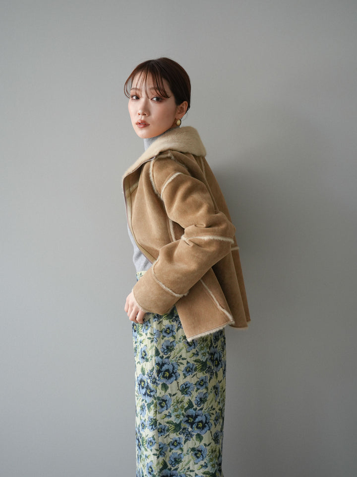 [予約]スタンドカラームートンZIPジャケット/beige