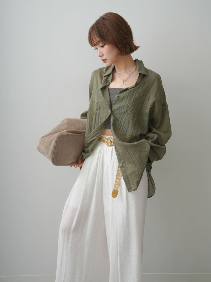 [SET]フラワーエンブロイダリーシアーシャツ+選べるアクセセット(2set)