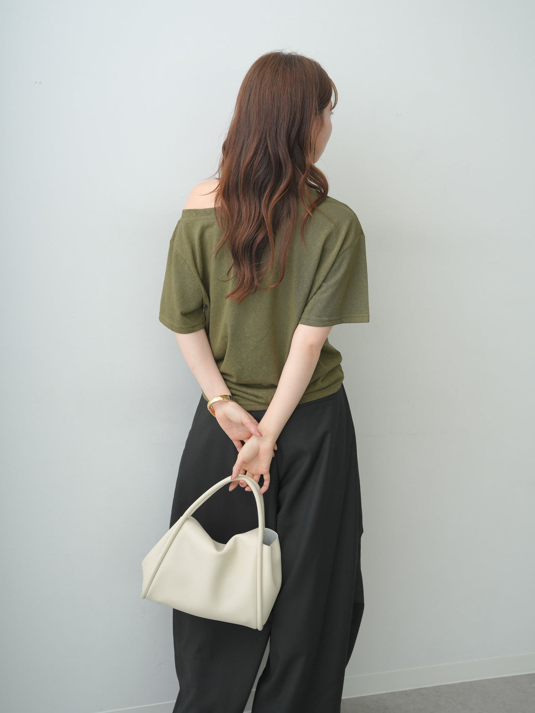 [SET]ワイドネックプリントTEE+ベルトループカーブタックワイドパンツ(2set)