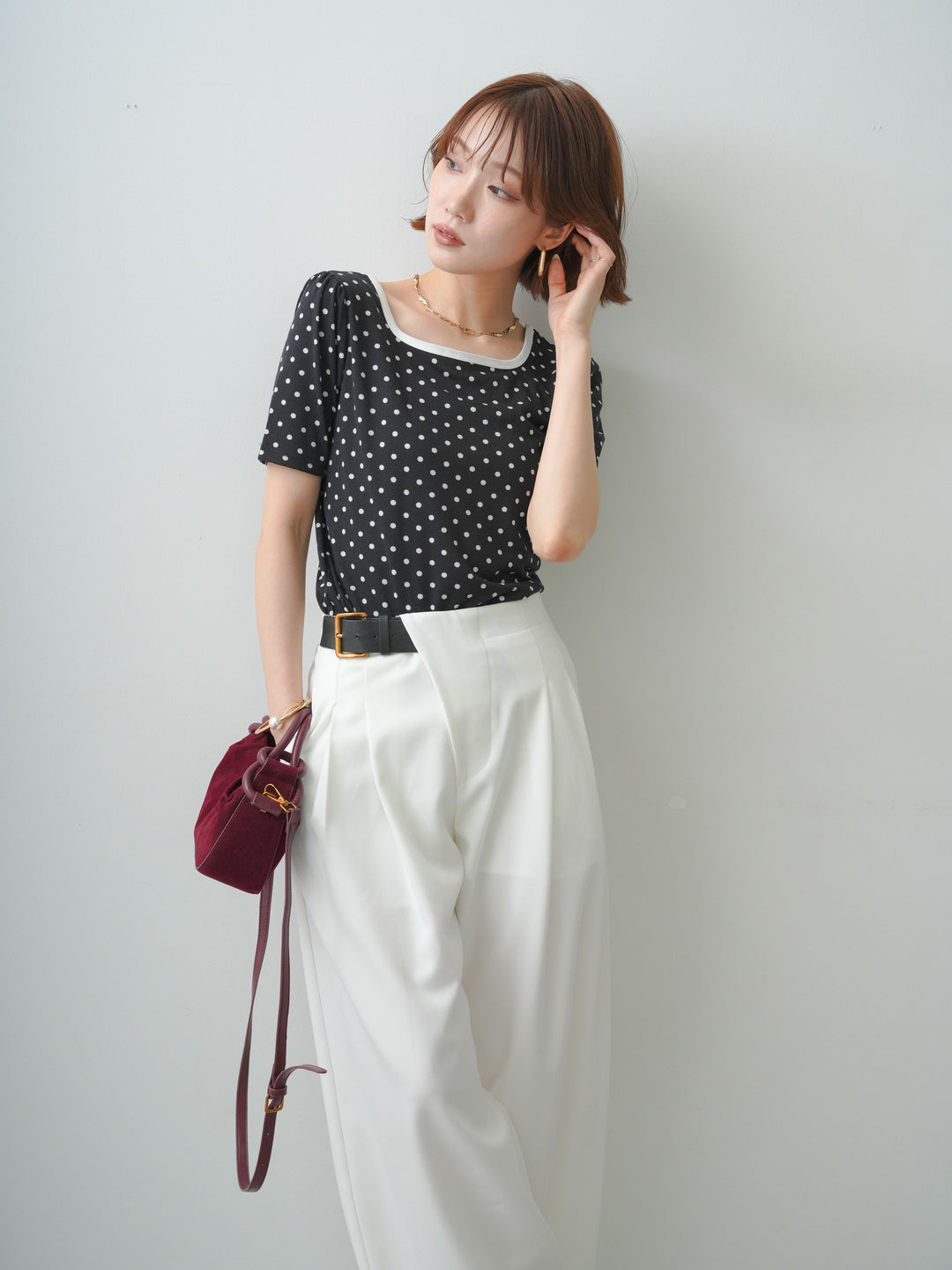 [SET]前後2wayドットバイカラーパイピングTEE+選べるアクセセット(2set)