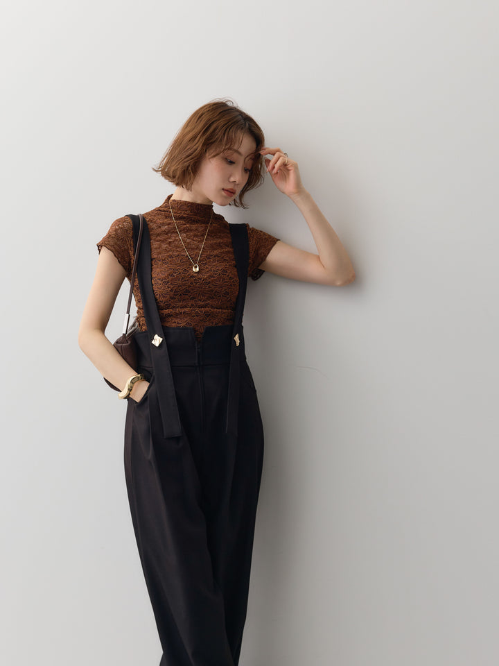 [予約]ベルベットレースフレンチトップス/brown