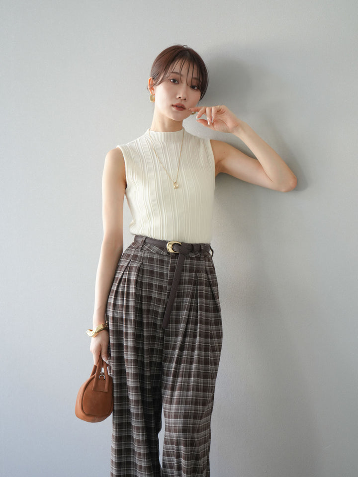 [予約]スリーブレスランダムリブニットトップス/アイボリー