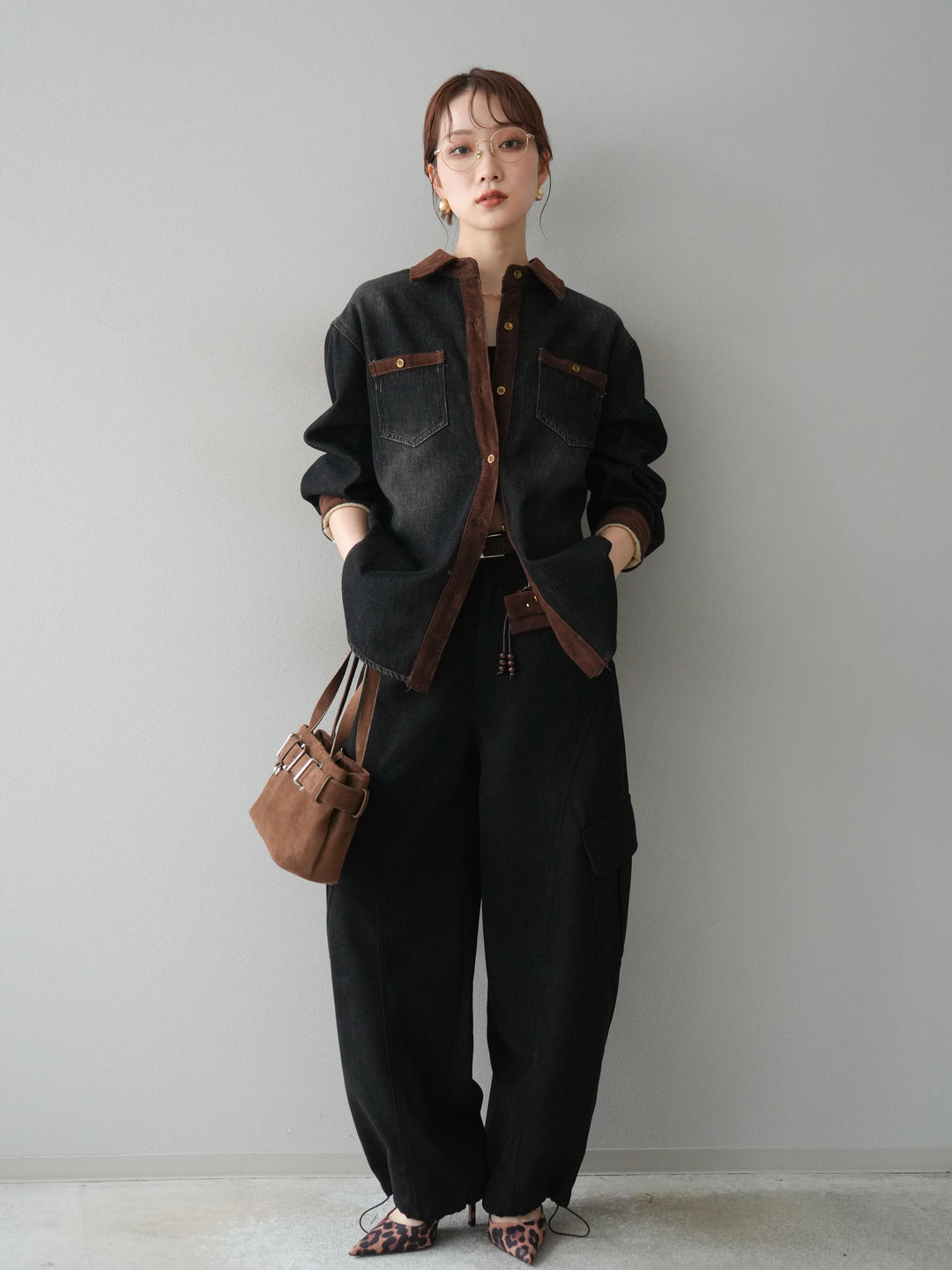 [予約]ベルト付コーデュロイカーゴパンツ/black