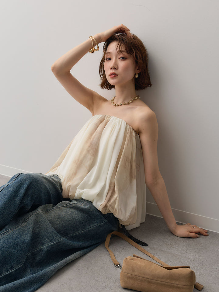 [予約]シフォンバルーンベアトップス/beige