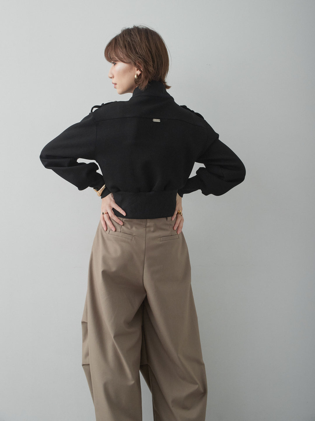 [SET]ナポレオンスウェットブルゾン+ベルトループカーブタックワイドパンツ(2set)