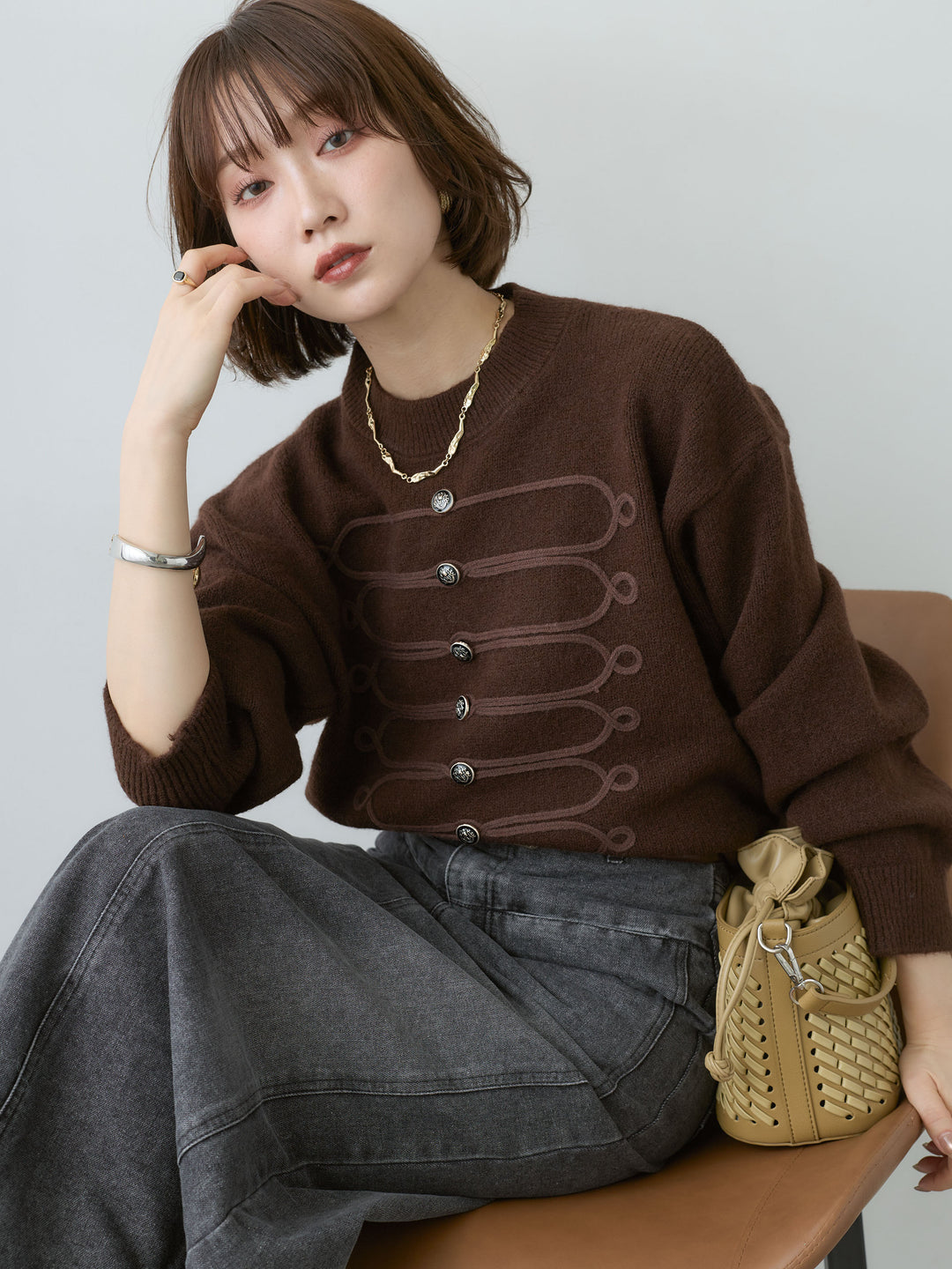 [予約]ナポレオンニットプルオーバー/brown