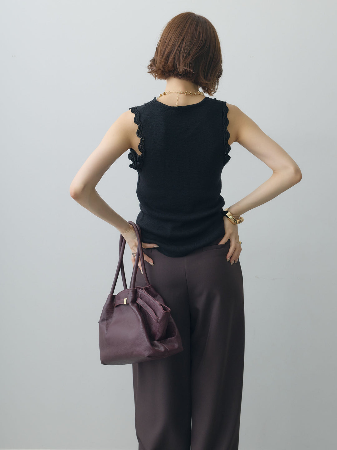 [SET]カーブデザインリブニットタンクトップ+カーブデザインリブニットタンクトップ(2set)