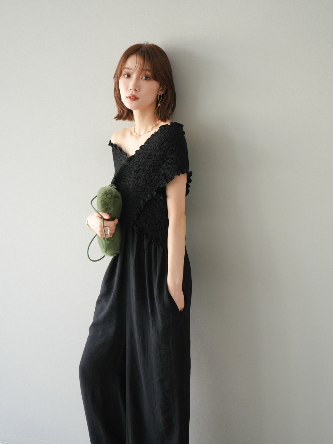 [SET]シャーリングクロスサロペット+シャーリングクロスサロペット(2set)