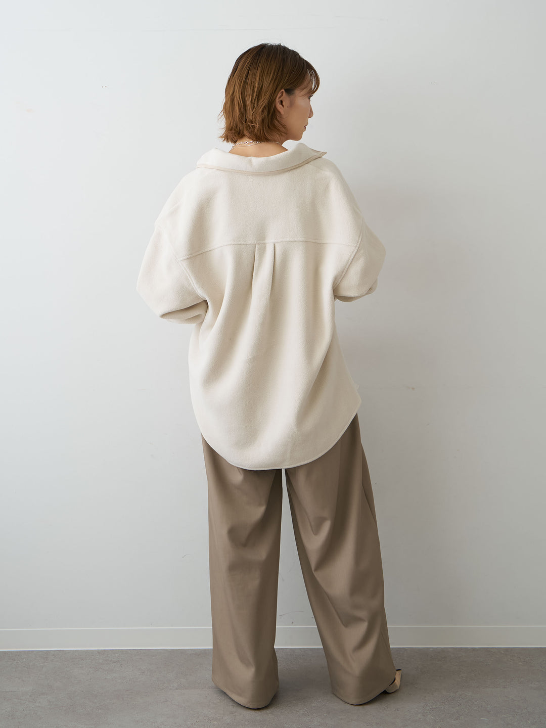 [SET]フリースパイピングシャツ+ツイルタックワイドパンツ(2set)