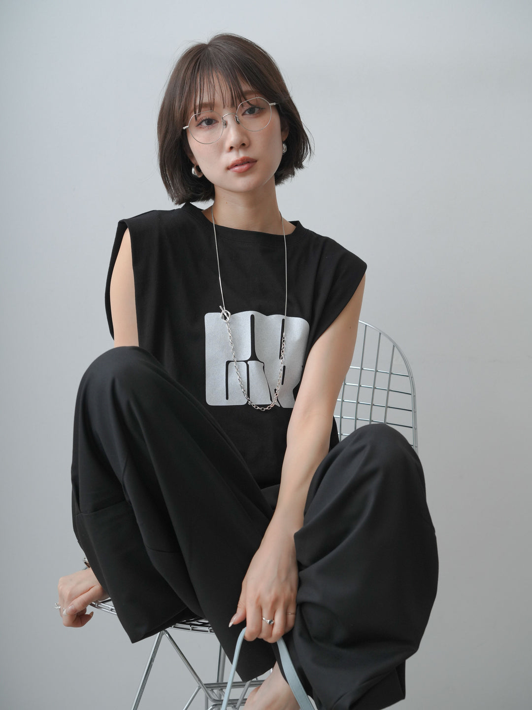 [SET]ヴィンテージロゴドロストTEE+ショルダータックノースリーブオーバーTEE(2set)