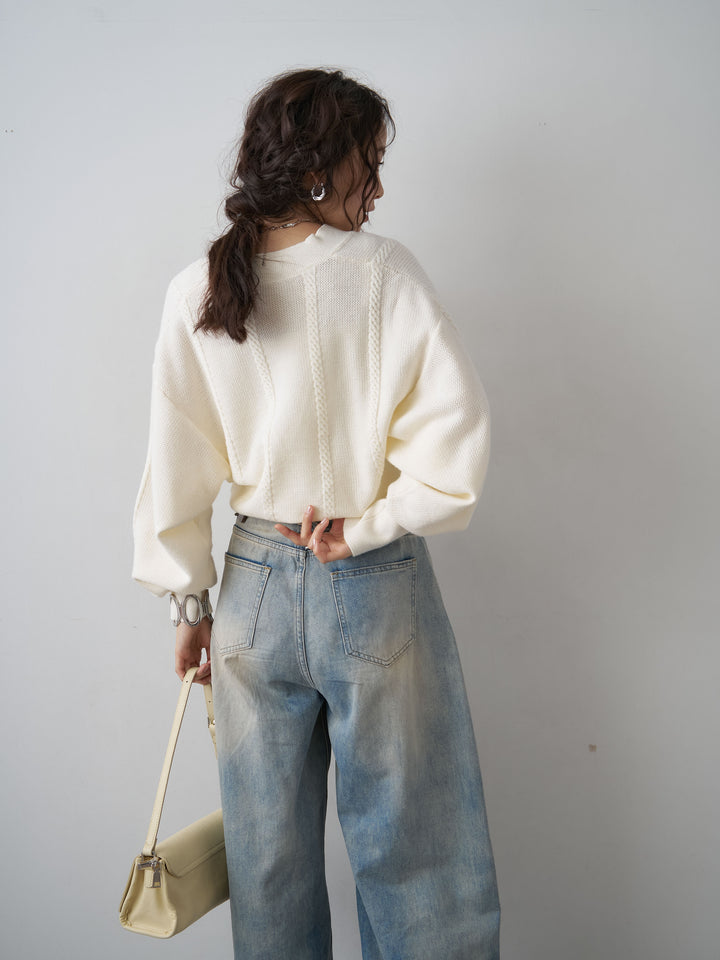 [SET]カシュクールミックスケーブルニットトップス+選べるアクセセット(2set)