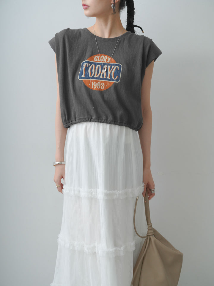 [SET]ヴィンテージロゴドロストTEE+ホイップチュールティアードフレアスカート(2set)