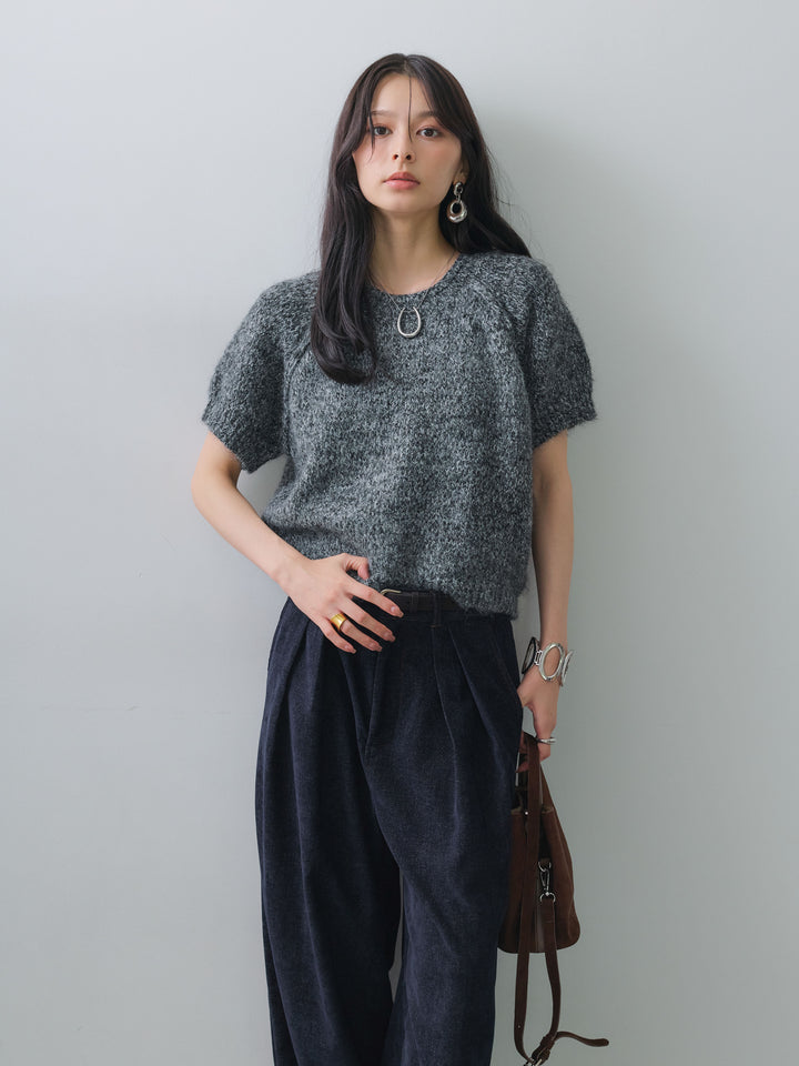 [SET]メランジショートニットトップス+選べるアクセセット(2set)