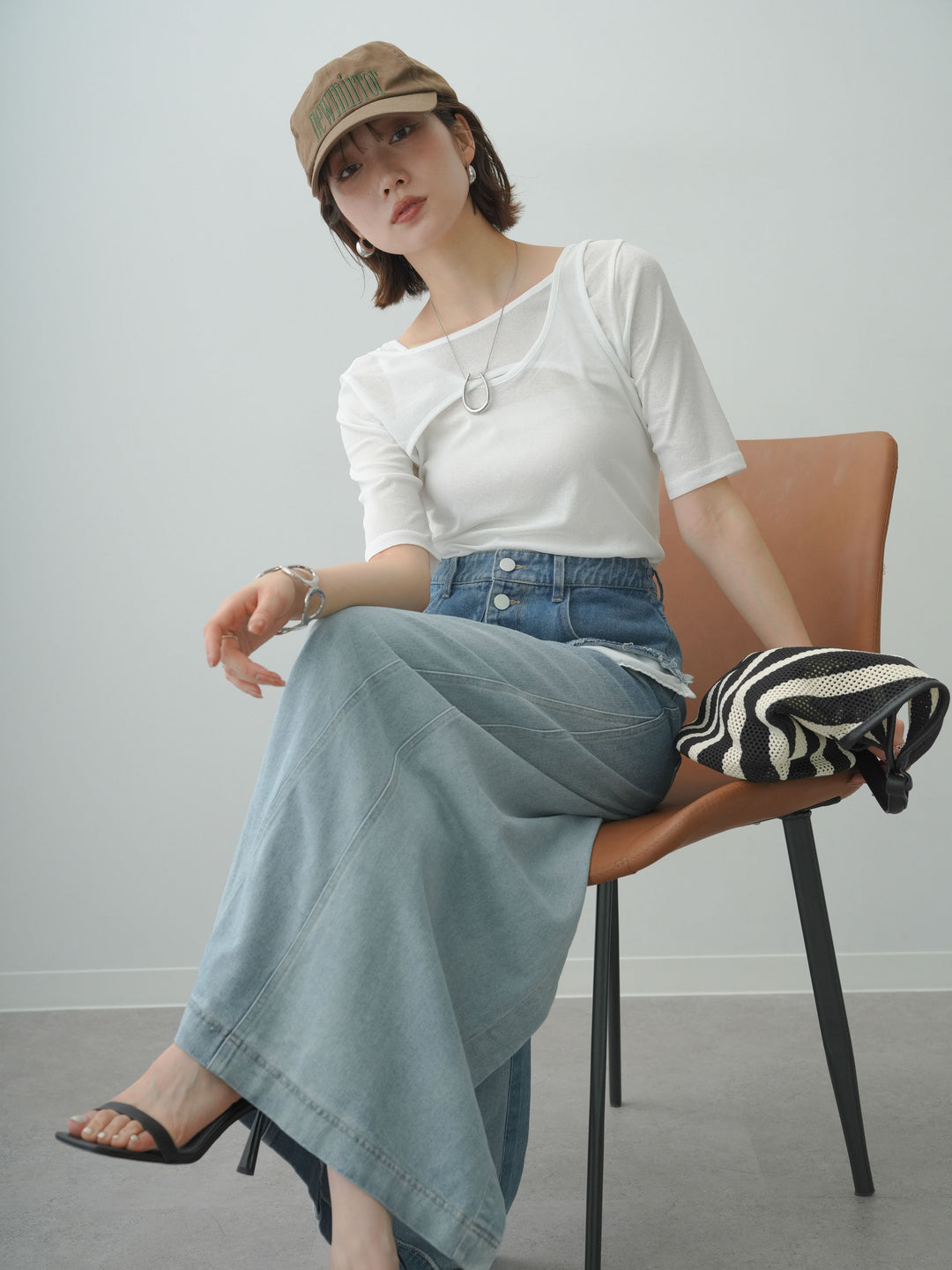 [SET]前後2wayシアーアシメレイヤード風TEE+前後2wayシアーアシメレイヤード風TEE(2set)