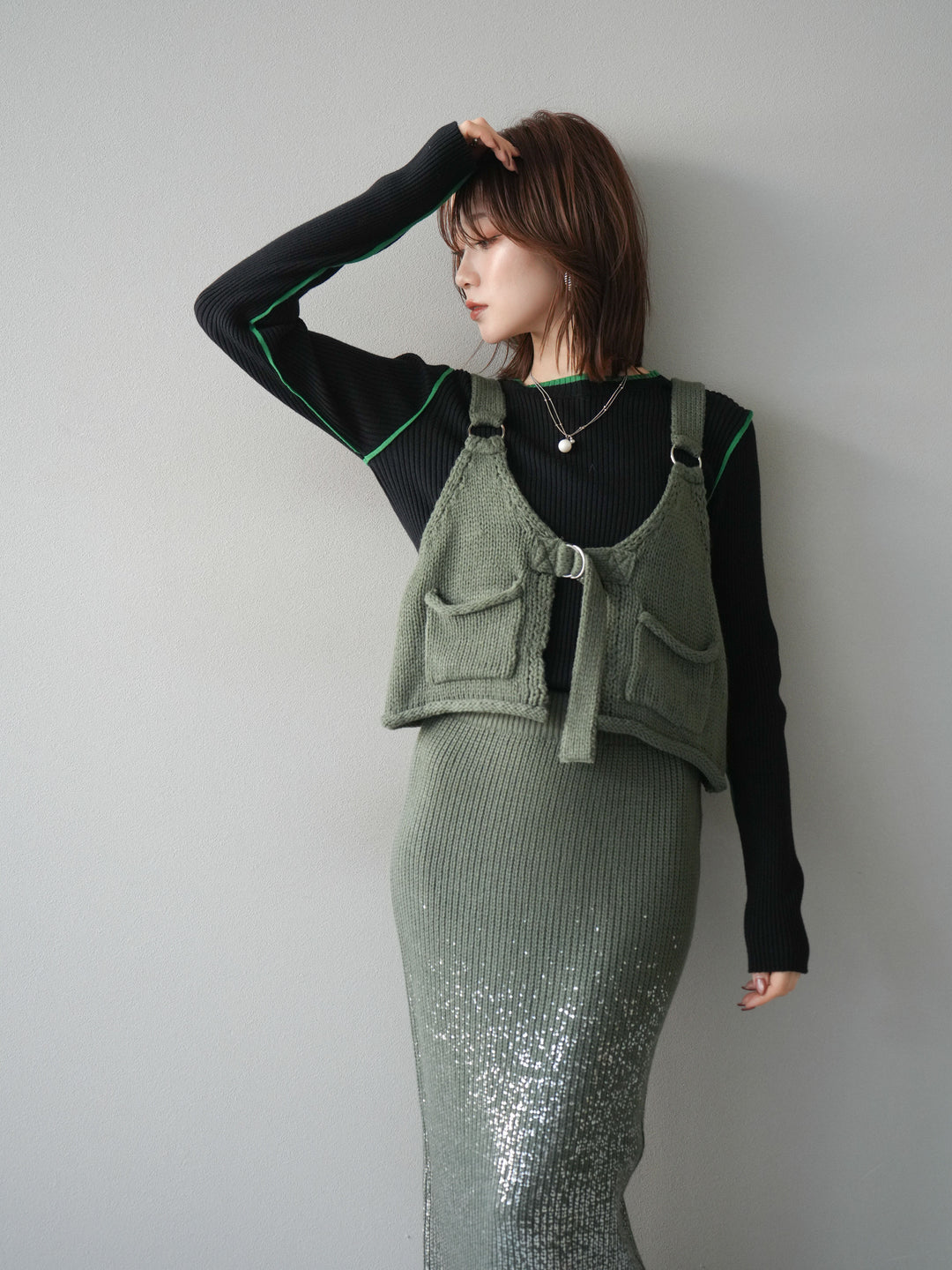[予約]ニットビスチェ/ashgreen