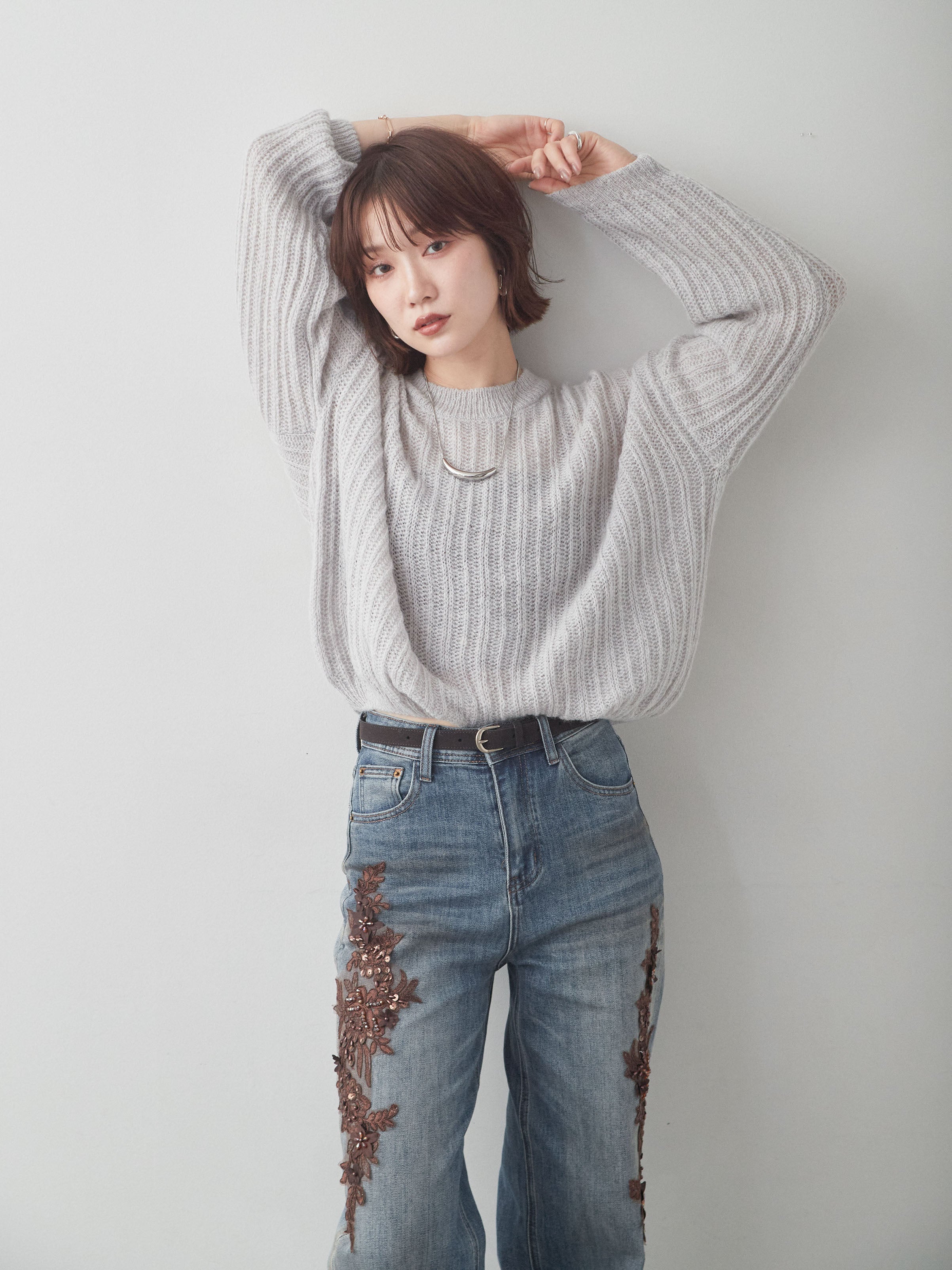 レディース トップス まとめ売り 淡色 予約]シアーリブドルマンニットトップス/lightbeige – Lumier