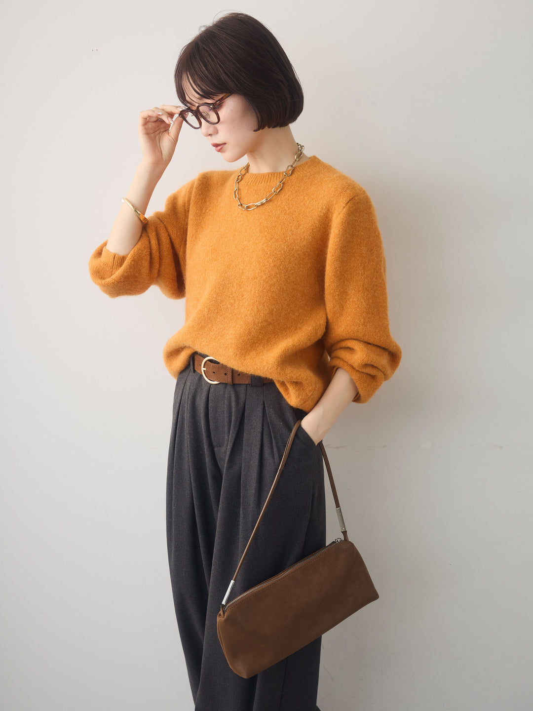 [SET]ソフトヘアリークルーネックニットトップス+ソフトヘアリークルーネックニットトップス(2set)